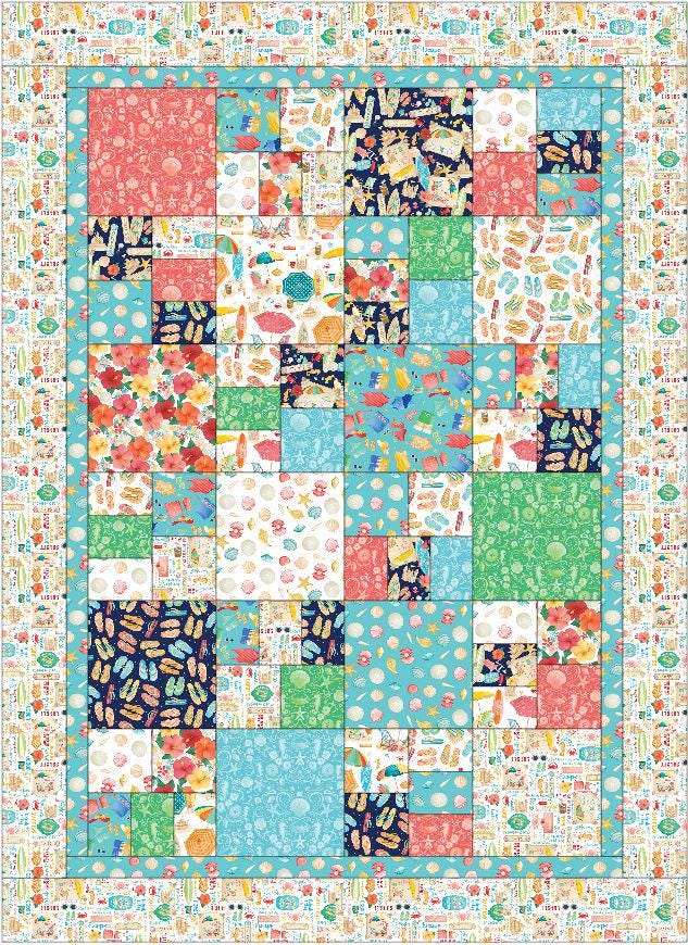 Beach Retreat Quilt Kit -  (64" x 88") featuring Beach Retreat Collection by Benartex