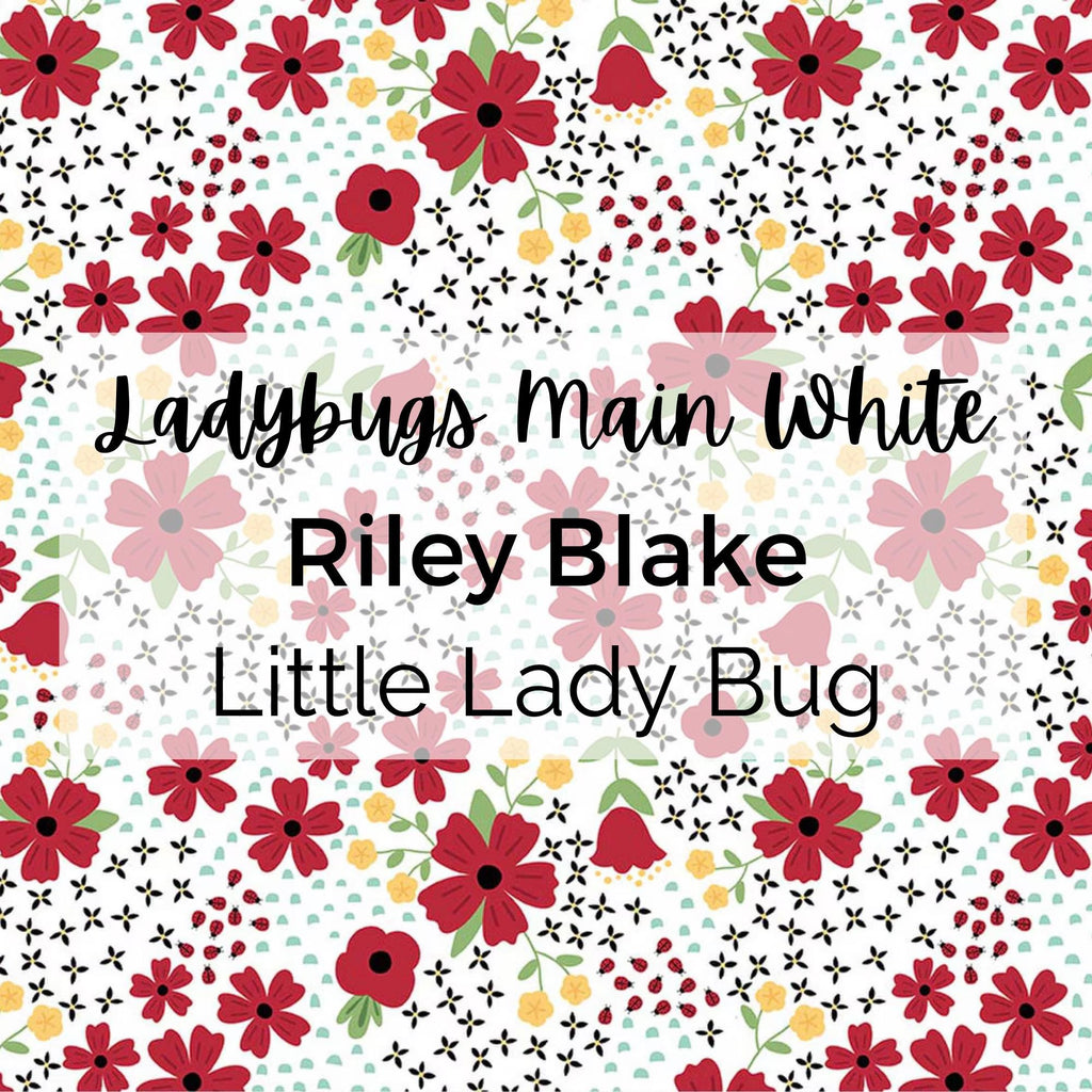 Little Ladybug Main (White) Fabric - Riley Blake Cotton, Quilting Fabric by the Yard
