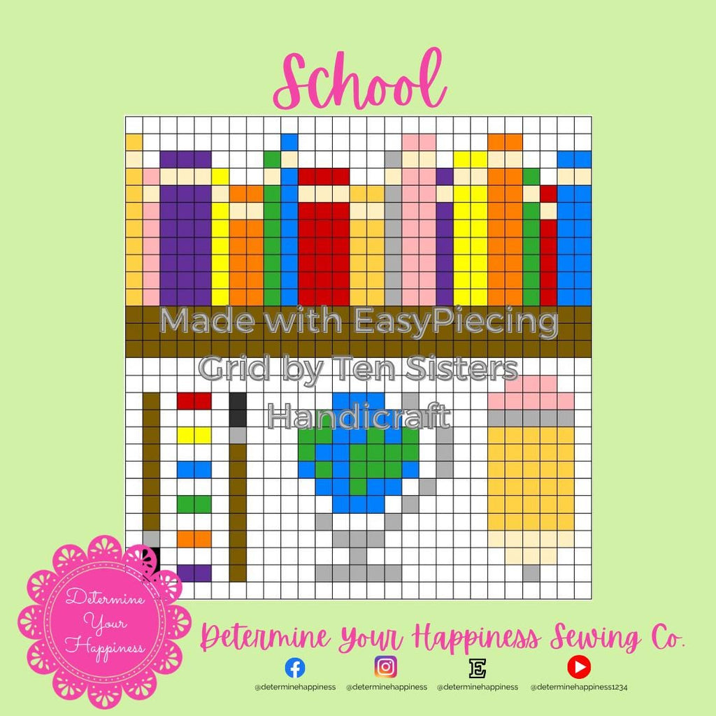 Back to School Quilt Pattern - Beginner Friendly, Easy Foundation Piecing, Includes EasyPiecing Grid